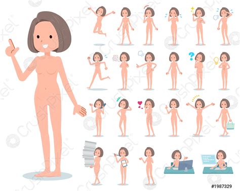Flat Type Nude Womenemotion Stock Vector Crushpixel