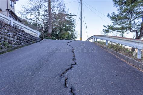 Road Damaged by Earthquake, Kanazawa, Ishikawa, Japan, January 2024 ...