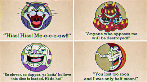 Cuphead All Boss Quotes Game Over Screens Youtube