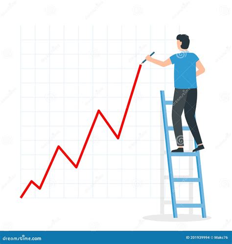 Businessman Draws A Growth Chart Standing On The Stairs Financial