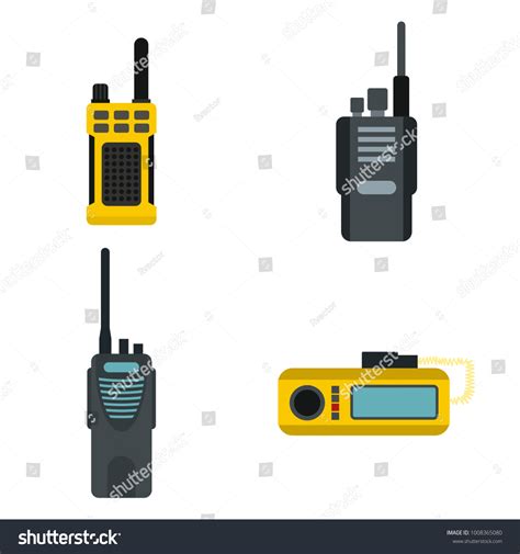 Portable Radio Icon Set Flat Set Stock Vector Royalty Free 1008365080