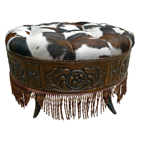 Jorge Kurczyn Furniture Western Furniture Cowhide Decor Cowhide Ottoman