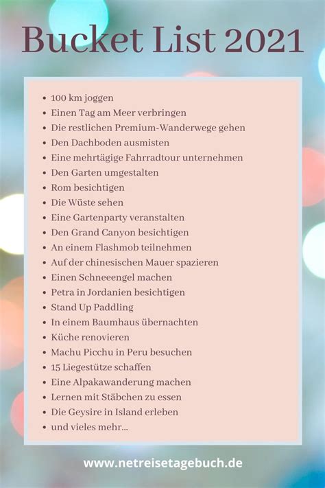 Meine Bucket List für 2021 was ich alles erleben möchte Bucket list