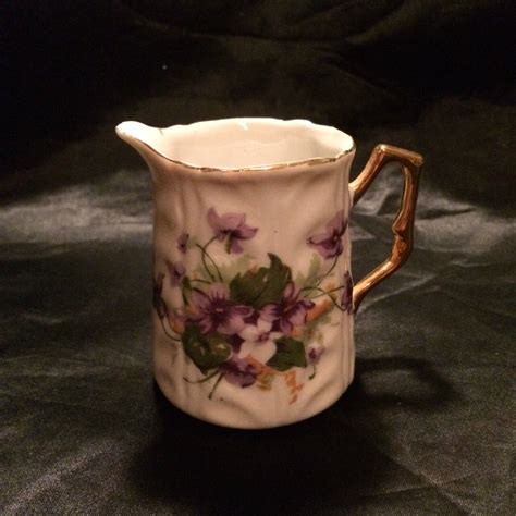 Vintage Norcrest Fine China Creamer Sweet Violet S W Gold Detailing