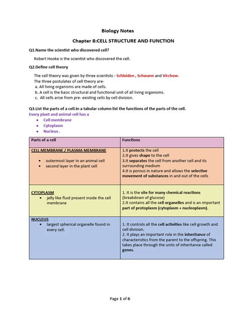 Biology Chapter 1 Notes | PDF | Cell (Biology) | Cell Nucleus 