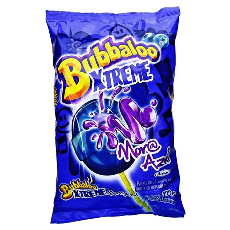 Paleta De Caramelo Bubbaloo Xtreme Sabor Mora Azul 20 Pzas 332 G Walmart