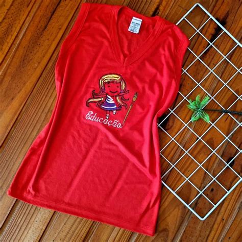 Camiseta Baby Look Regata da Educação Profesora Pedagogia Shopee