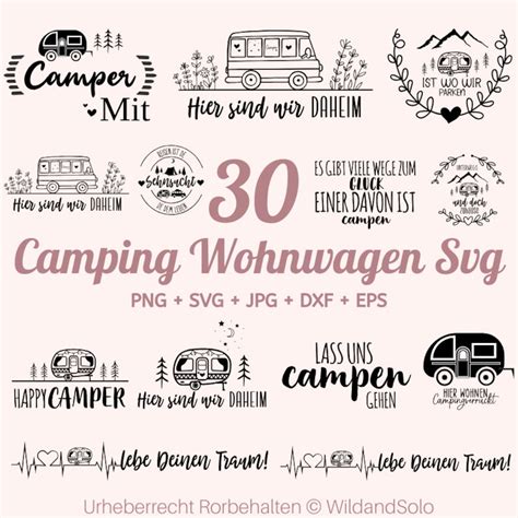 30 Plotterdatei Camping Wohnwagen Svg Bundle Camping Sprüche