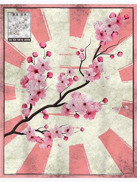 Sakura Cherry Blossom Postage Stamp Japanese Aesthetic Sticker For