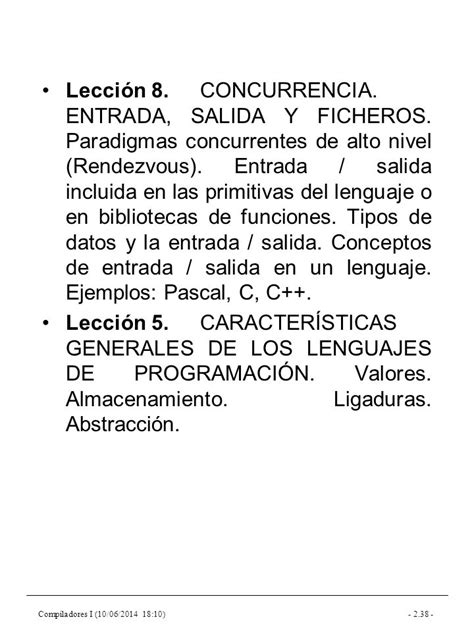 Compiladores I 10 06 10 TEMA 2 DISEÑO Y PARADIGMAS DE LOS