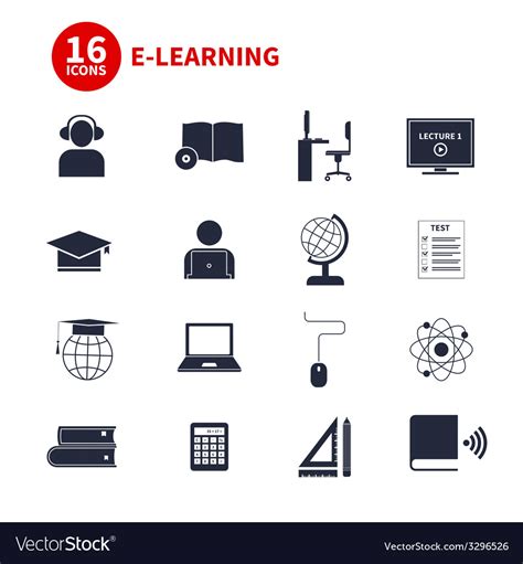 E Learning Icons Royalty Free Vector Image Vectorstock