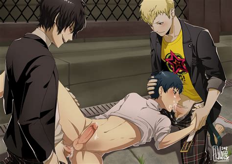 Rule 34 3boys Akira Kurusu Anal Background Blush Color Cum Fellatio Male Multiple Multiple