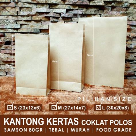 Jual KANTONG KERTAS COKLAT POLOS | Kantong Kertas Samson | Kantong ...