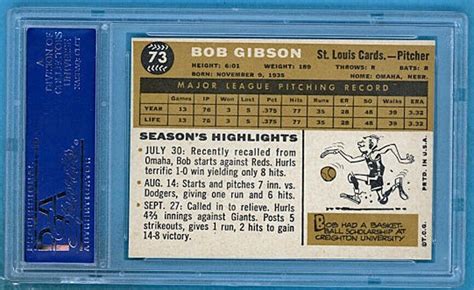 Topps Bob Gibson Psa Cardinals Pop Hof Ebay