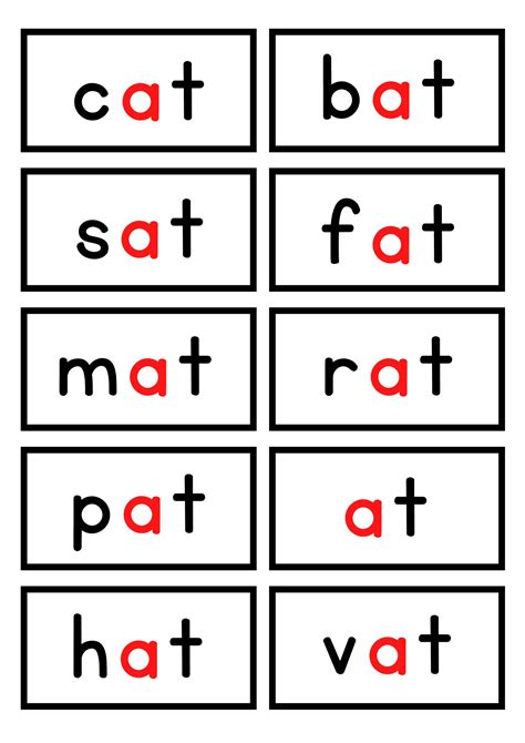 Cvc Words Flashcards Consonant Vowel Consonant Printable Kindergarten