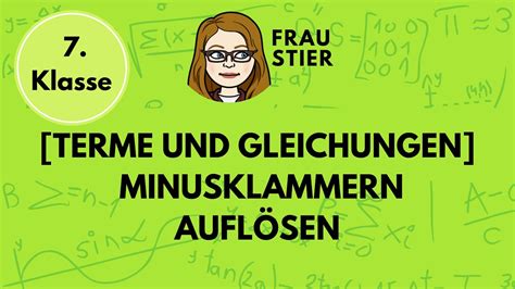 Minusklammern vereinfachen Klammern auflösen mit Minus YouTube