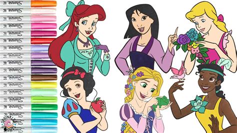 Disney Princess Coloring Book Compilation Ariel Mulan Rapunzel