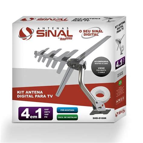 Kit Antena Externa Tv Digital Em Hdtv Fm Uhf Vhf Shd K