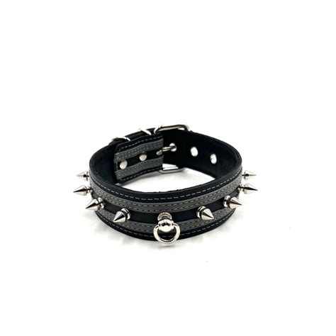 Post Ring And Spike Collar Black Kookie Int L Bdsm Gear Bondesque