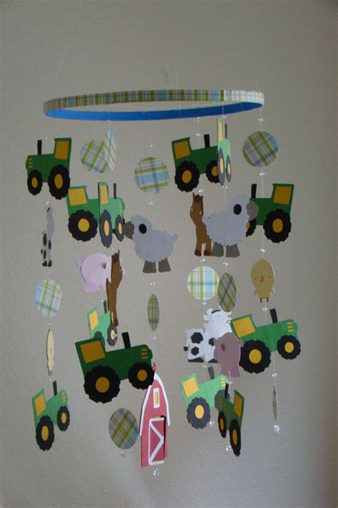 John Deere Tractor Farm Animal Barn Baby Mobile by magicalwhimsy