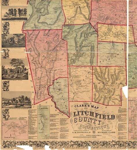 Map of Litchfield County Connecticut CT. 1859 Vintage | Etsy