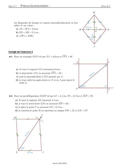 Construction de parallélogrammes Corrigé série d exercices 4 AlloSchool