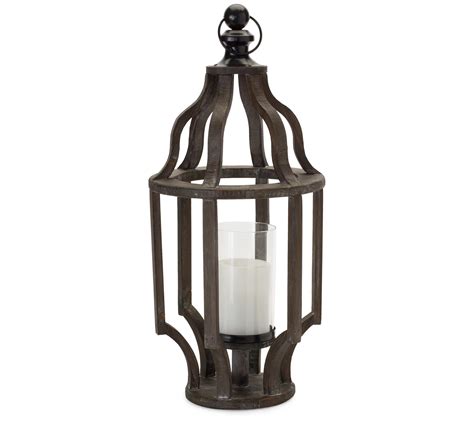 Melrose Wood Lantern Candle Holder 225h