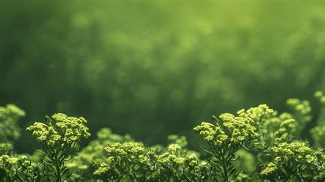 Colorful Fresh Green Yarrow Plant In A Green Background Yarrow