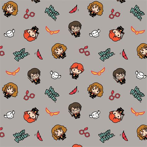 Grey Harry Potter Kawaii Trio Toss Cotton By Camelot Fabrics