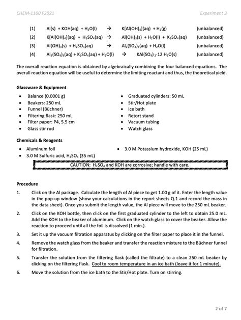 Solved Chem F Experiment Experiment Limiting Chegg