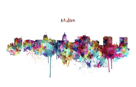 Madison Skyline Silhouette Painting by Marian Voicu