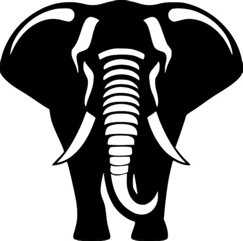 Ilustración vectorial de elefante en blanco y negro Vector Premium