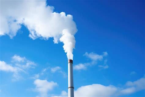 Premium Photo Industrial Smokestack Releasing Thick Smoke Into Clear Sky