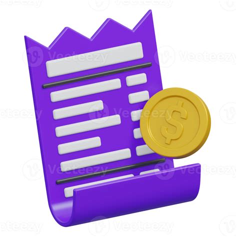 Invoice Receipt 3d Rendering Icon Illustration Png Transparent