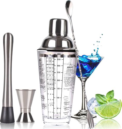 Amazon.com: Cocktail Shaker Set,14 oz Glass Mixing Cup with