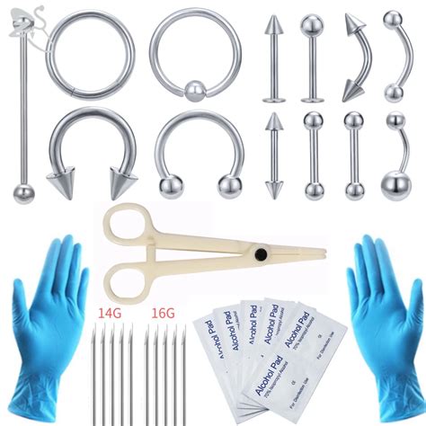 Zs Body Piercing Tool Kit 12 20g Disposable Professional Body Piercing