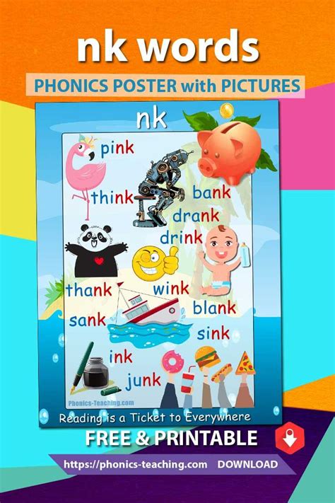 Nk Words Free Printable Phonics Poster This Final Sound Nk Anchor