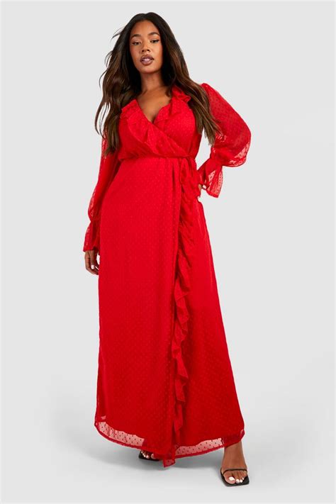 Plus Dobby Flare Sleeve Maxi Dress Boohoo Uk