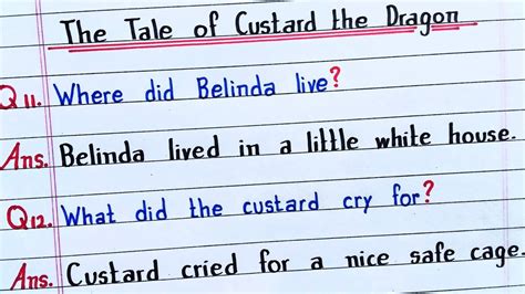 Where Did Belinda Live What Did The Custard Cry For The Tale Of