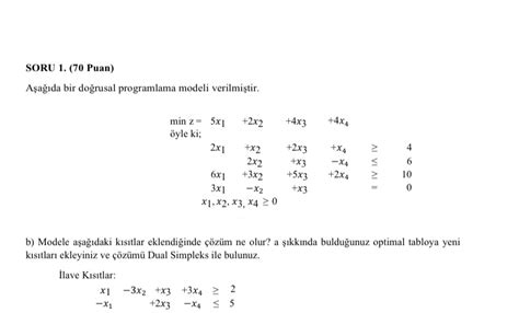 Solved Soru Puan A A Da Bir Do Rusal Programlama Chegg