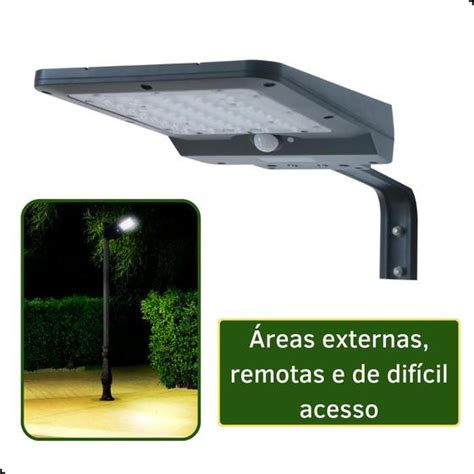 Lumin Ria Solar Externa Poste Parede Potente Lm K Ecoforce