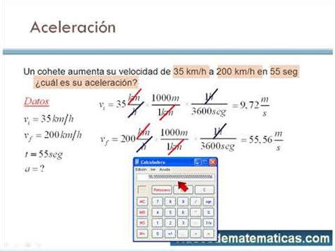 Calcular La Aceleracion De Un Movil Conversion De Unidades Youtube