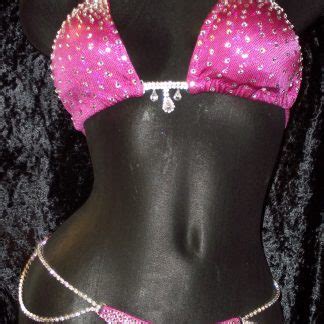 Style Fuchsia Metallic Avatar Competition Bikini With Rhinestone