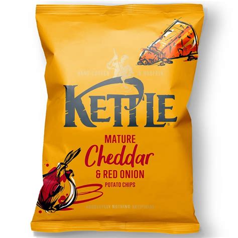 Kettle Chips Mature Cheddar Red Onion 12x130g Auguste Noel Ltd