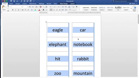 Flashcards On Word