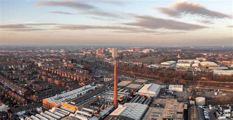 Aerial View Of Doncaster Cityscape Skyline With The Pegler Factory