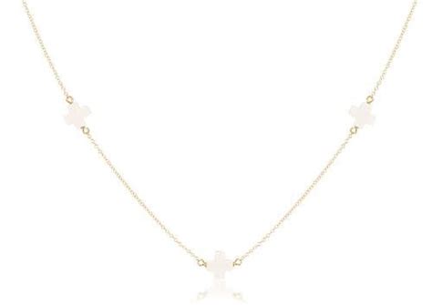 Enewton Choker Simplicity Chain Gold Signature Cross In White