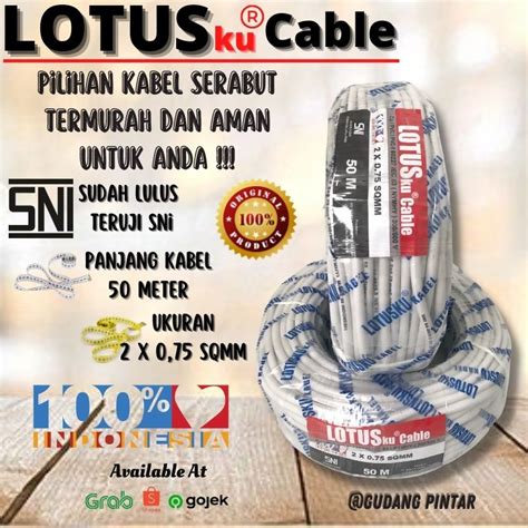 Jual Kabel Serabut Listrik 2 X 0 75 SQMM NYM HYO SNI Lotusku 50 Meter