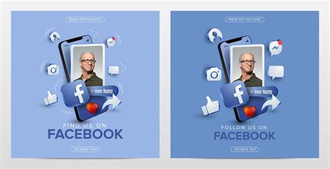 Premium Vector Social Media Facebook On Mobile Square Template