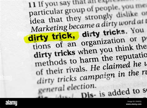 Highlighted Word Dirty Trick Concept And Meaning Stock Photo Alamy